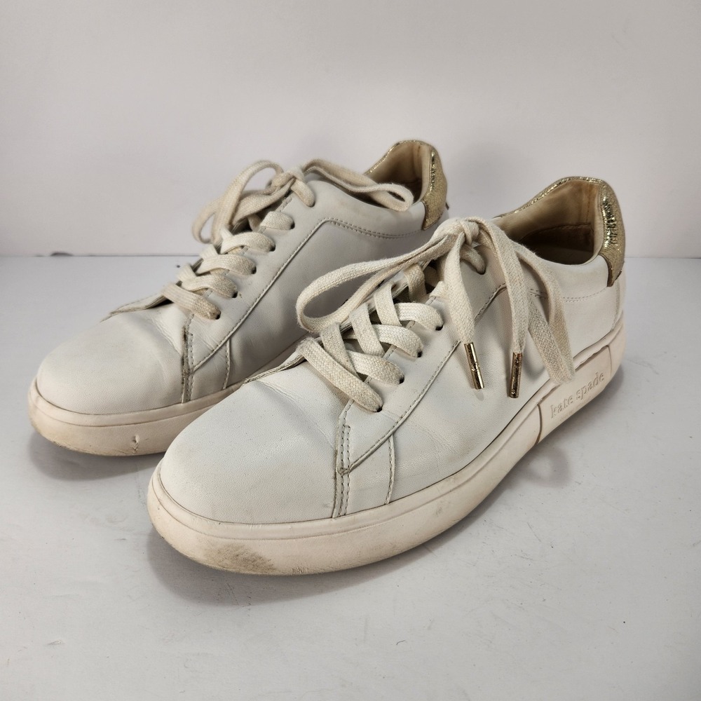 Kate Spade Women's Lift Platform Sneakers Classy White/Gold Size 10B
